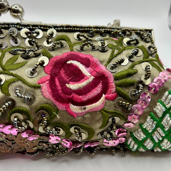 Aldo⎪Vintage Beaded Floral Satin Evening Bag - Picture 9 of 14